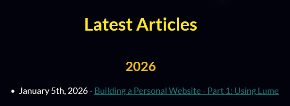 Rendered blog article list